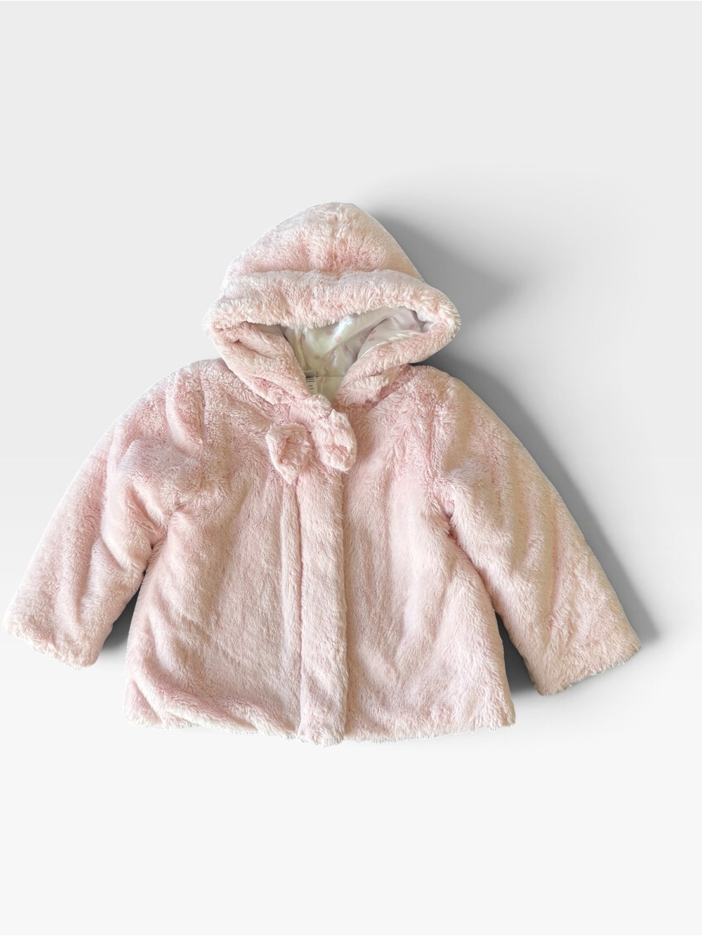 Little Me Pink Faux Fur Hooded Jacket Coat Outdoor Holiday Winter Girls 3T